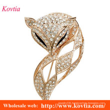 Costume jewellery brooches for women gold filled diamond fox brooch
